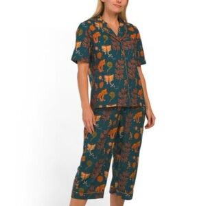 Their Nibs Pajama Set with Orange Mushroom Print